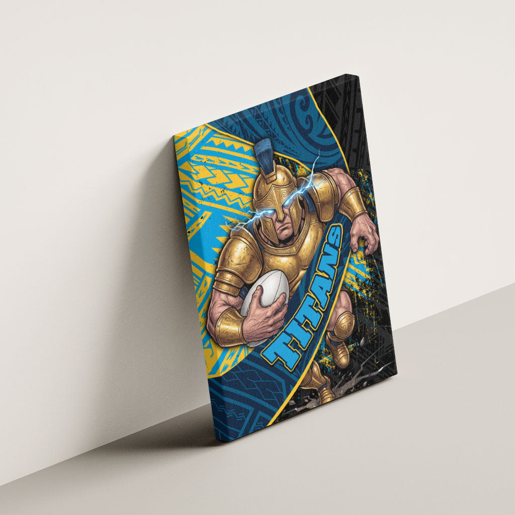 Gold Coast Titans Rugby Canvas Wall Art Tribal Polynesian Power Art - Lightning Mascot