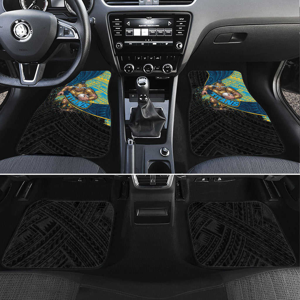 Gold Coast Titans Rugby Car Mats Tribal Polynesian Power Art - Lightning Mascot