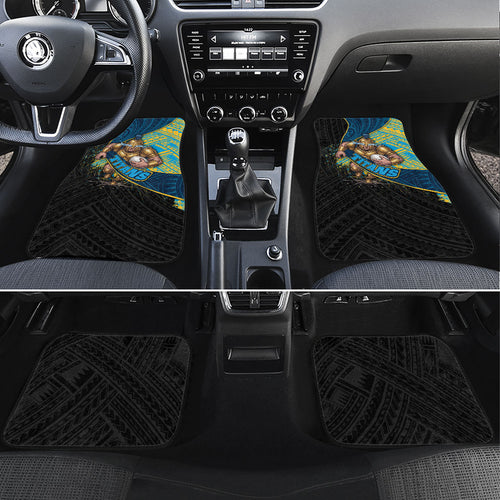 Gold Coast Titans Rugby Car Mats Tribal Polynesian Power Art - Lightning Mascot