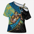 Gold Coast Titans Rugby Cross Shoulder Shirt Tribal Polynesian Power Art - Lightning Mascot