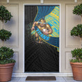Gold Coast Titans Rugby Door Cover Tribal Polynesian Power Art - Lightning Mascot