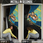 Gold Coast Titans Rugby Door Cover Tribal Polynesian Power Art - Lightning Mascot