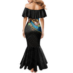 Gold Coast Titans Rugby Family Matching Mermaid Dress and Hawaiian Shirt Tribal Polynesian Power Art - Lightning Mascot
