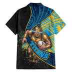Gold Coast Titans Rugby Family Matching Summer Maxi Dress and Hawaiian Shirt Tribal Polynesian Power Art - Lightning Mascot