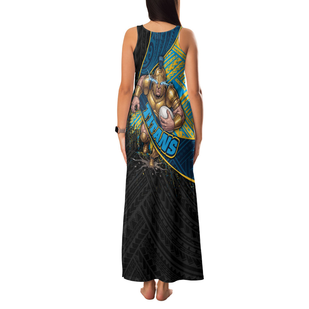 Gold Coast Titans Rugby Family Matching Tank Maxi Dress and Hawaiian Shirt Tribal Polynesian Power Art - Lightning Mascot