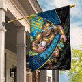 Gold Coast Titans Rugby Garden Flag Tribal Polynesian Power Art - Lightning Mascot