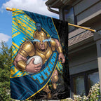 Gold Coast Titans Rugby Garden Flag Tribal Polynesian Power Art - Lightning Mascot