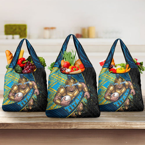 Gold Coast Titans Rugby Grocery Bag Tribal Polynesian Power Art - Lightning Mascot