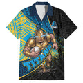 Gold Coast Titans Rugby Hawaiian Shirt Tribal Polynesian Power Art - Lightning Mascot