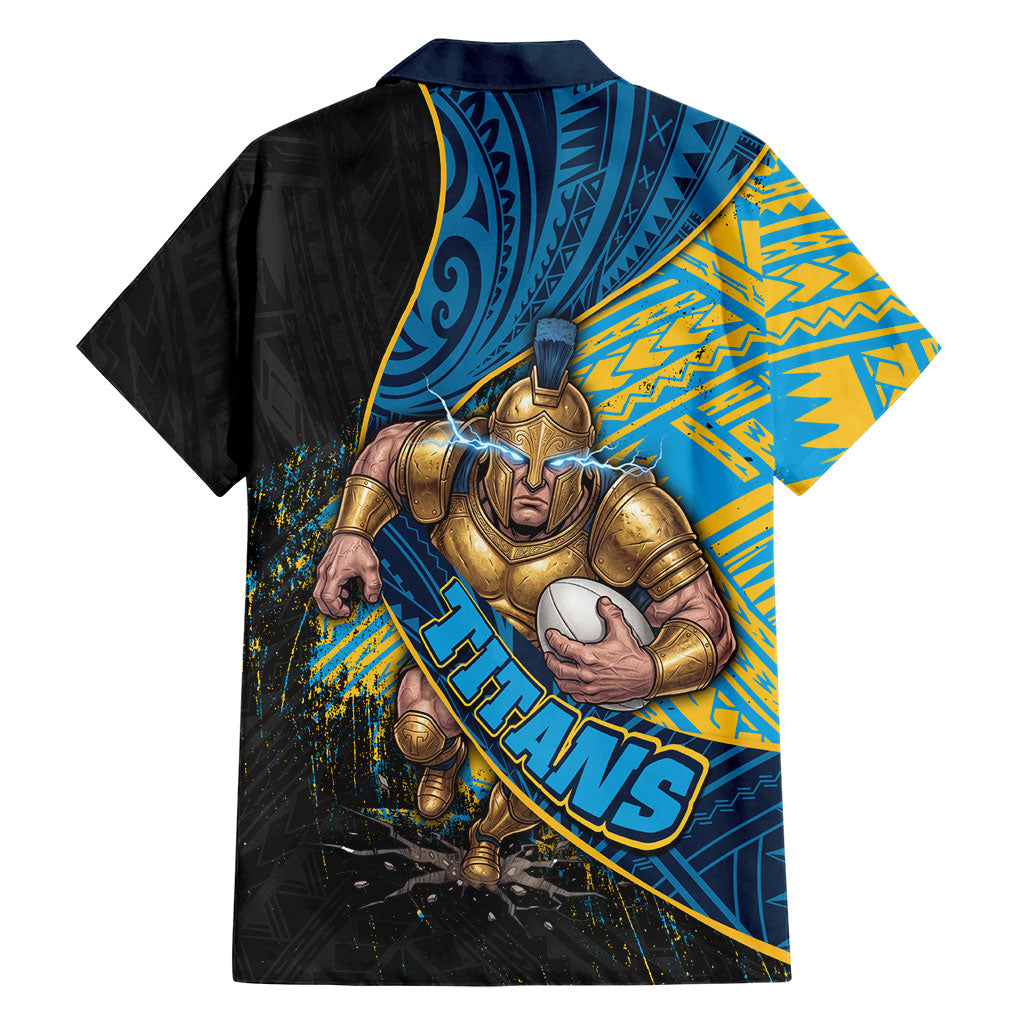 Gold Coast Titans Rugby Hawaiian Shirt Tribal Polynesian Power Art - Lightning Mascot