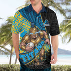 Gold Coast Titans Rugby Hawaiian Shirt Tribal Polynesian Power Art - Lightning Mascot