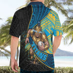 Gold Coast Titans Rugby Hawaiian Shirt Tribal Polynesian Power Art - Lightning Mascot