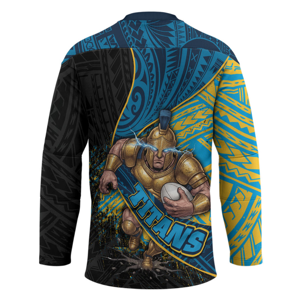 Gold Coast Titans Rugby Hockey Jersey Tribal Polynesian Power Art - Lightning Mascot