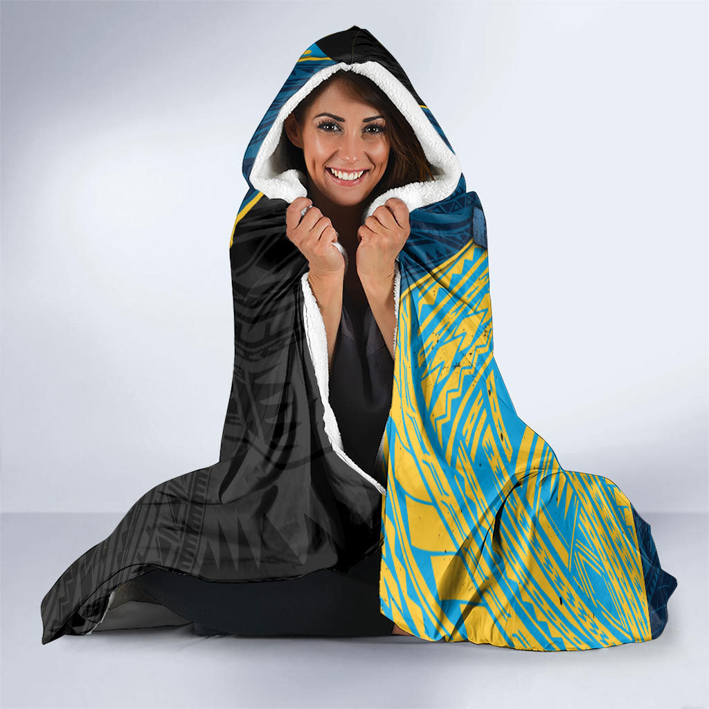 Gold Coast Titans Rugby Hooded Blanket Tribal Polynesian Power Art - Lightning Mascot