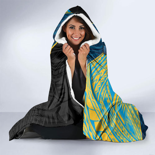 Gold Coast Titans Rugby Hooded Blanket Tribal Polynesian Power Art - Lightning Mascot
