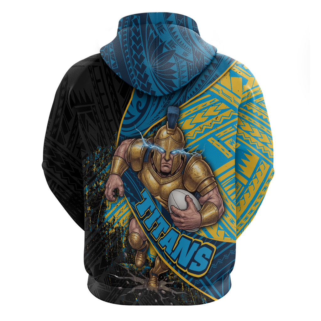 Gold Coast Titans Rugby Hoodie Tribal Polynesian Power Art - Lightning Mascot