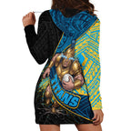 Gold Coast Titans Rugby Hoodie Dress Tribal Polynesian Power Art - Lightning Mascot