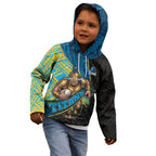 Gold Coast Titans Rugby Kid Hoodie Tribal Polynesian Power Art - Lightning Mascot