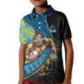Gold Coast Titans Rugby Kid Polo Shirt Tribal Polynesian Power Art - Lightning Mascot