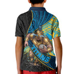 Gold Coast Titans Rugby Kid Polo Shirt Tribal Polynesian Power Art - Lightning Mascot
