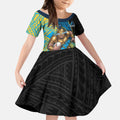 Gold Coast Titans Rugby Kid Short Sleeve Dress Tribal Polynesian Power Art - Lightning Mascot