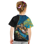 Gold Coast Titans Rugby Kid T Shirt Tribal Polynesian Power Art - Lightning Mascot