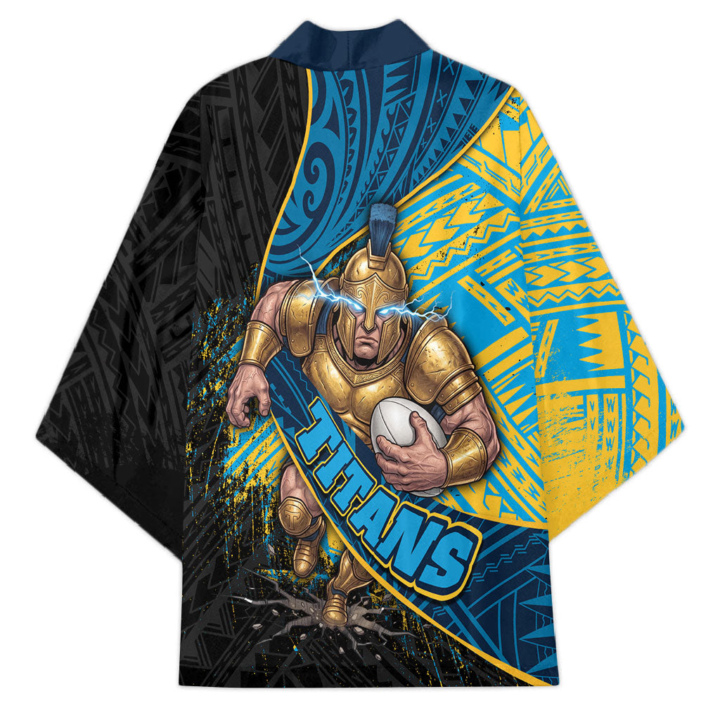 Gold Coast Titans Rugby Kimono Tribal Polynesian Power Art - Lightning Mascot