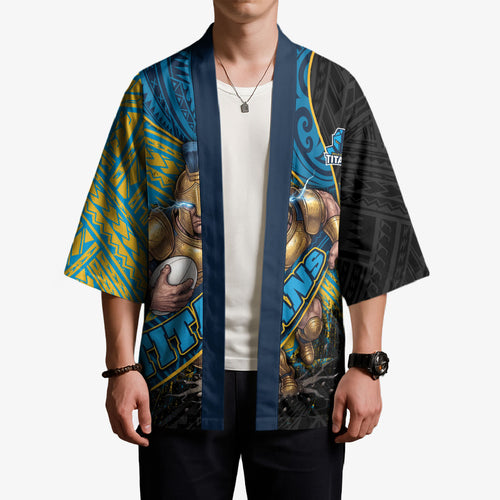 Gold Coast Titans Rugby Kimono Tribal Polynesian Power Art - Lightning Mascot