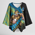 Gold Coast Titans Rugby Kimono Sleeve Blouse Tribal Polynesian Power Art - Lightning Mascot