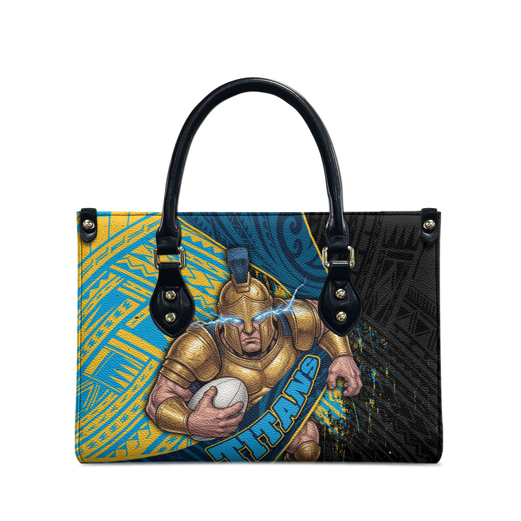 Gold Coast Titans Rugby Leather Bag Tribal Polynesian Power Art - Lightning Mascot