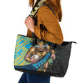 Gold Coast Titans Rugby Leather Tote Bag Tribal Polynesian Power Art - Lightning Mascot