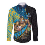 Gold Coast Titans Rugby Long Sleeve Button Shirt Tribal Polynesian Power Art - Lightning Mascot
