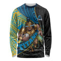 Gold Coast Titans Rugby Long Sleeve Shirt Tribal Polynesian Power Art - Lightning Mascot