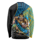 Gold Coast Titans Rugby Long Sleeve Shirt Tribal Polynesian Power Art - Lightning Mascot