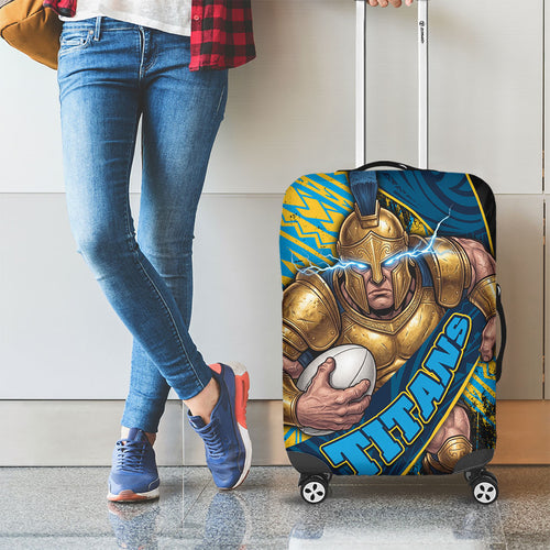 Gold Coast Titans Rugby Luggage Cover Tribal Polynesian Power Art - Lightning Mascot
