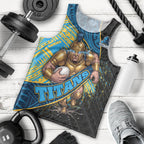 Gold Coast Titans Rugby Men Tank Top Tribal Polynesian Power Art - Lightning Mascot