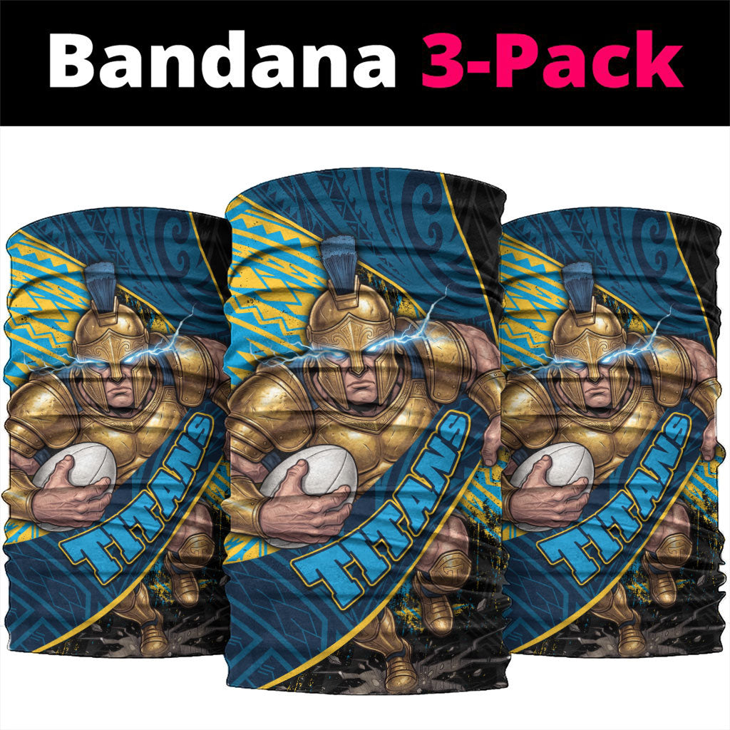 Gold Coast Titans Rugby Neck Gaiter Tribal Polynesian Power Art - Lightning Mascot