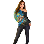Gold Coast Titans Rugby Off Shoulder Sweater Tribal Polynesian Power Art - Lightning Mascot