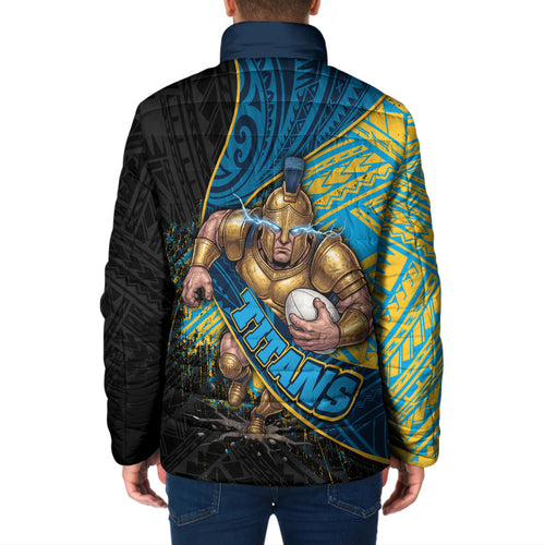 Gold Coast Titans Rugby Padded Jacket Tribal Polynesian Power Art - Lightning Mascot