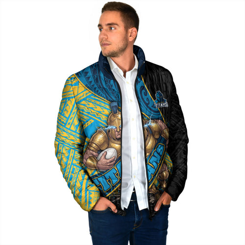 Gold Coast Titans Rugby Padded Jacket Tribal Polynesian Power Art - Lightning Mascot