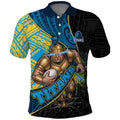 Gold Coast Titans Rugby Polo Shirt Tribal Polynesian Power Art - Lightning Mascot