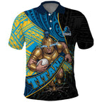 Gold Coast Titans Rugby Polo Shirt Tribal Polynesian Power Art - Lightning Mascot