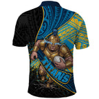 Gold Coast Titans Rugby Polo Shirt Tribal Polynesian Power Art - Lightning Mascot