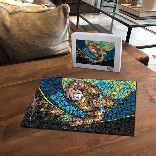 Gold Coast Titans Rugby Puzzle Tribal Polynesian Power Art - Lightning Mascot