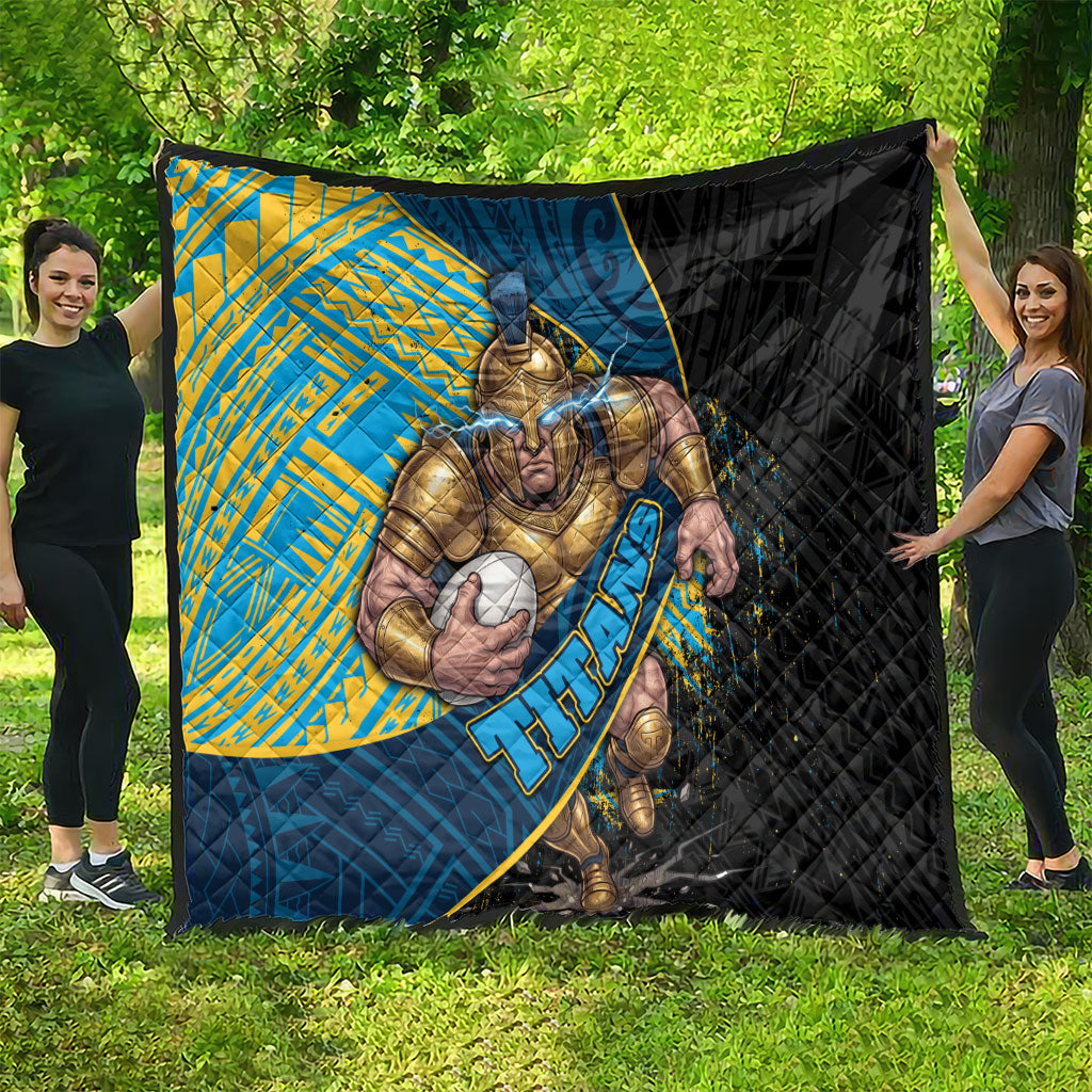 Gold Coast Titans Rugby Quilt Tribal Polynesian Power Art - Lightning Mascot