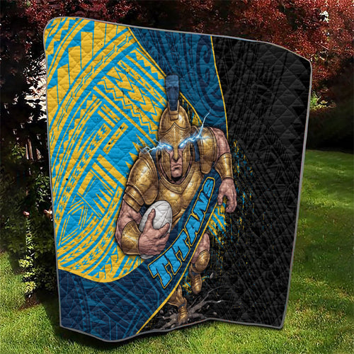 Gold Coast Titans Rugby Quilt Tribal Polynesian Power Art - Lightning Mascot