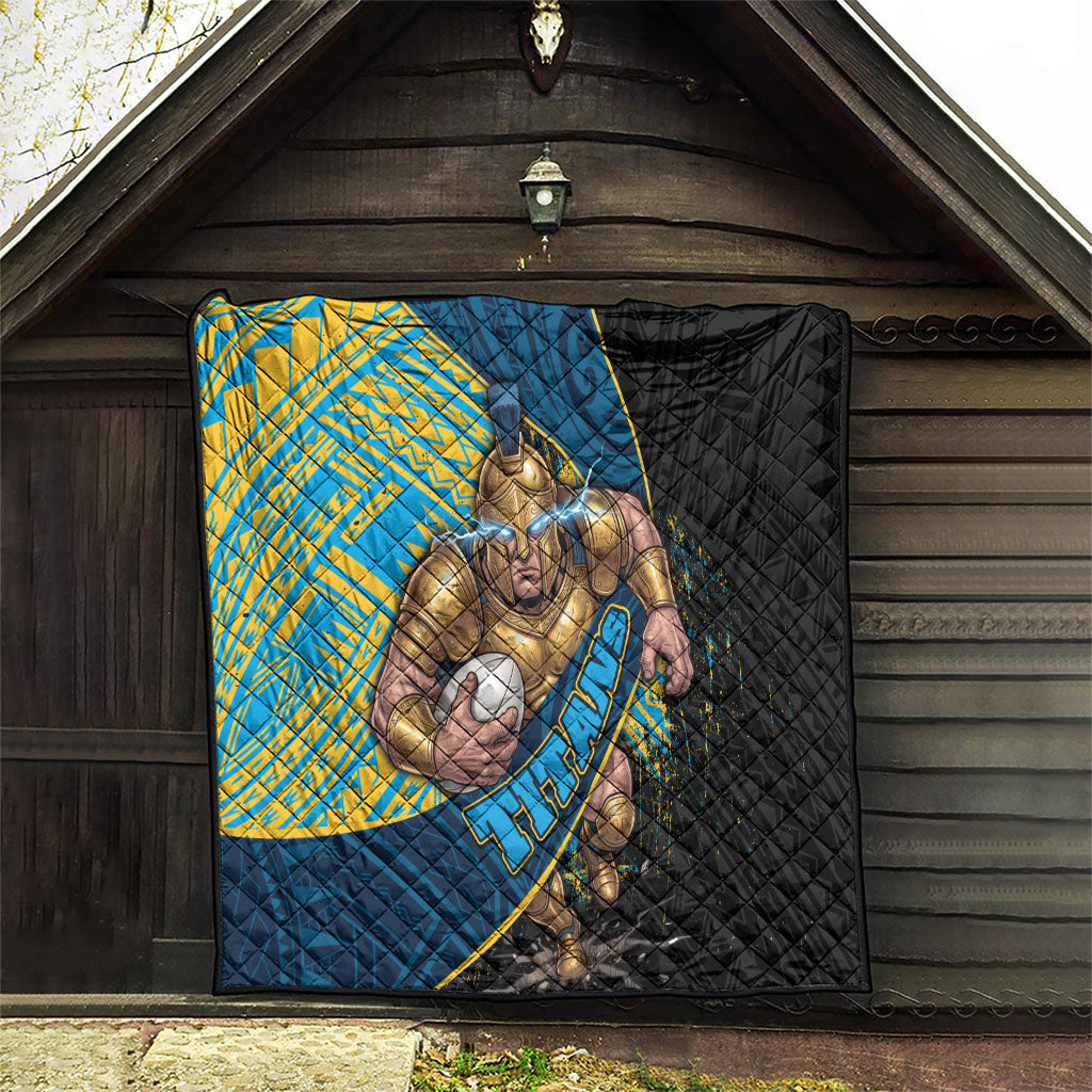 Gold Coast Titans Rugby Quilt Tribal Polynesian Power Art - Lightning Mascot