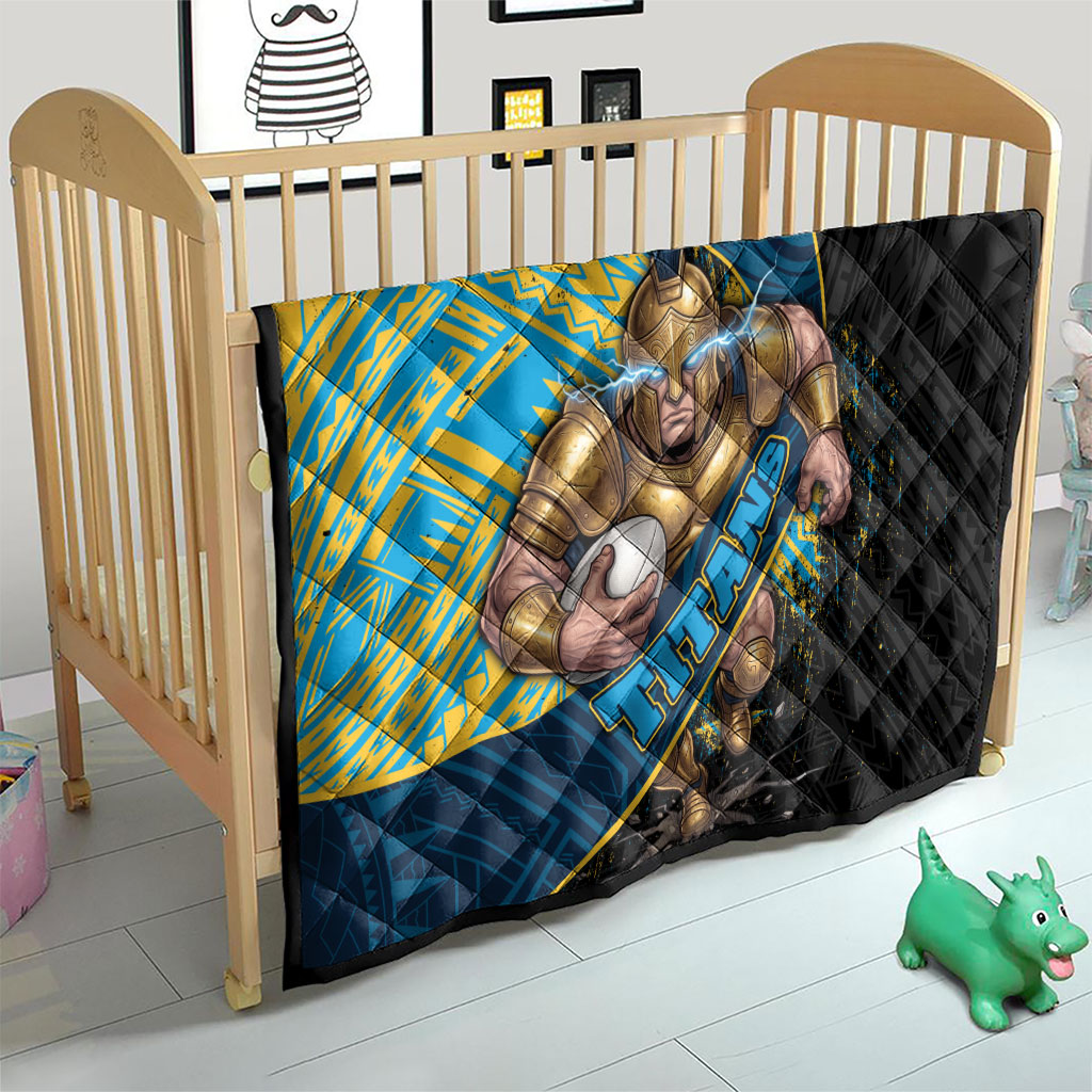 Gold Coast Titans Rugby Quilt Tribal Polynesian Power Art - Lightning Mascot