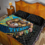 Gold Coast Titans Rugby Quilt Bed Set Tribal Polynesian Power Art - Lightning Mascot
