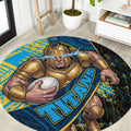 Gold Coast Titans Rugby Round Carpet Tribal Polynesian Power Art - Lightning Mascot